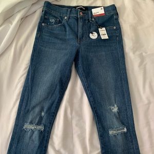 Express Raw Hem Slightly Distressed Stretch Jeans